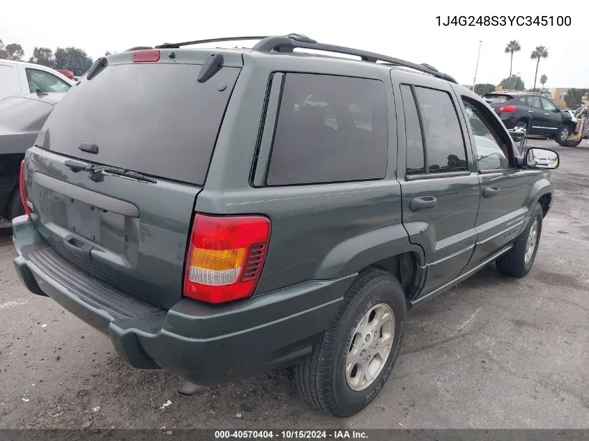 2000 Jeep Grand Cherokee Laredo VIN: 1J4G248S3YC345100 Lot: 40570404