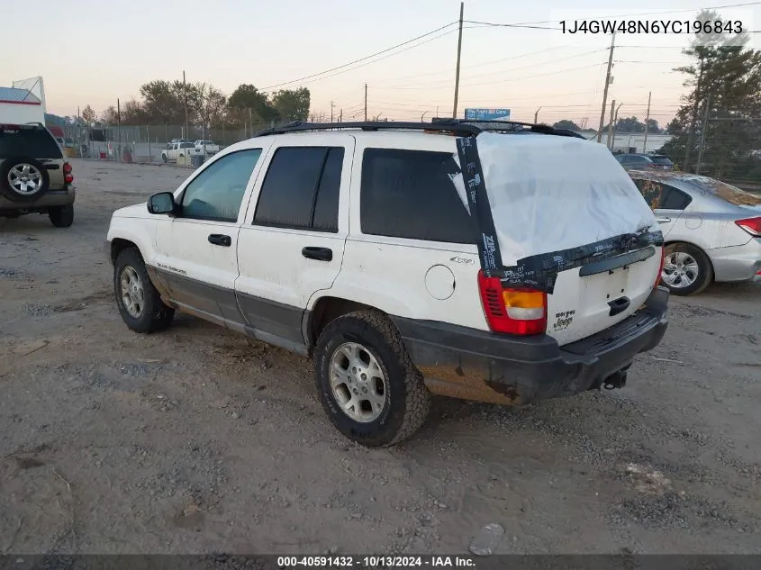 2000 Jeep Grand Cherokee Laredo VIN: 1J4GW48N6YC196843 Lot: 40591432