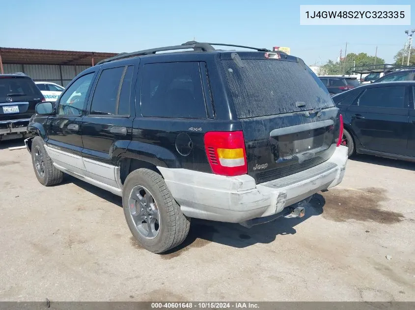 2000 Jeep Grand Cherokee Laredo VIN: 1J4GW48S2YC323335 Lot: 40601648