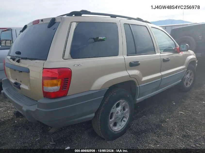 2000 Jeep Grand Cherokee Laredo VIN: 1J4GW48S4YC256978 Lot: 40652709