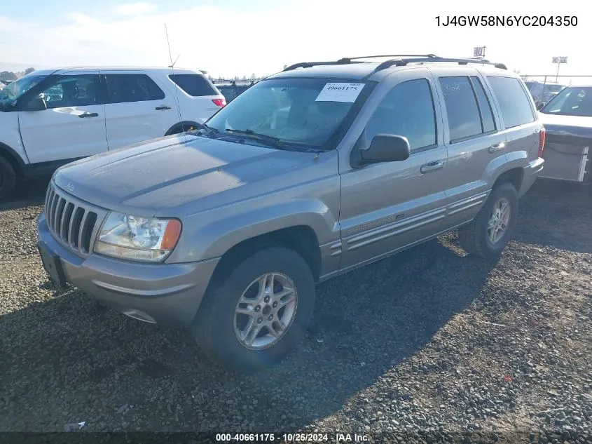 2000 Jeep Grand Cherokee Limited VIN: 1J4GW58N6YC204350 Lot: 40661175