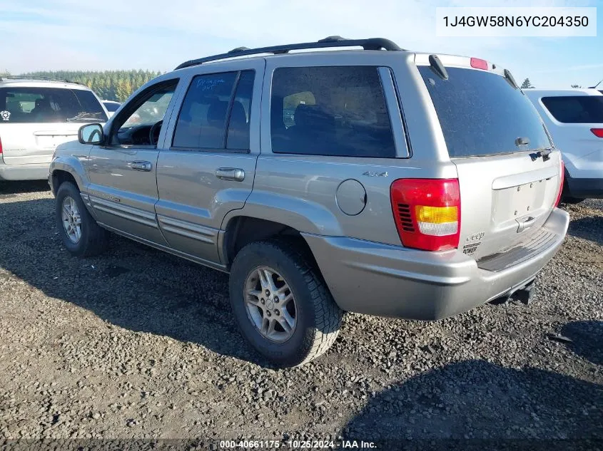 2000 Jeep Grand Cherokee Limited VIN: 1J4GW58N6YC204350 Lot: 40661175