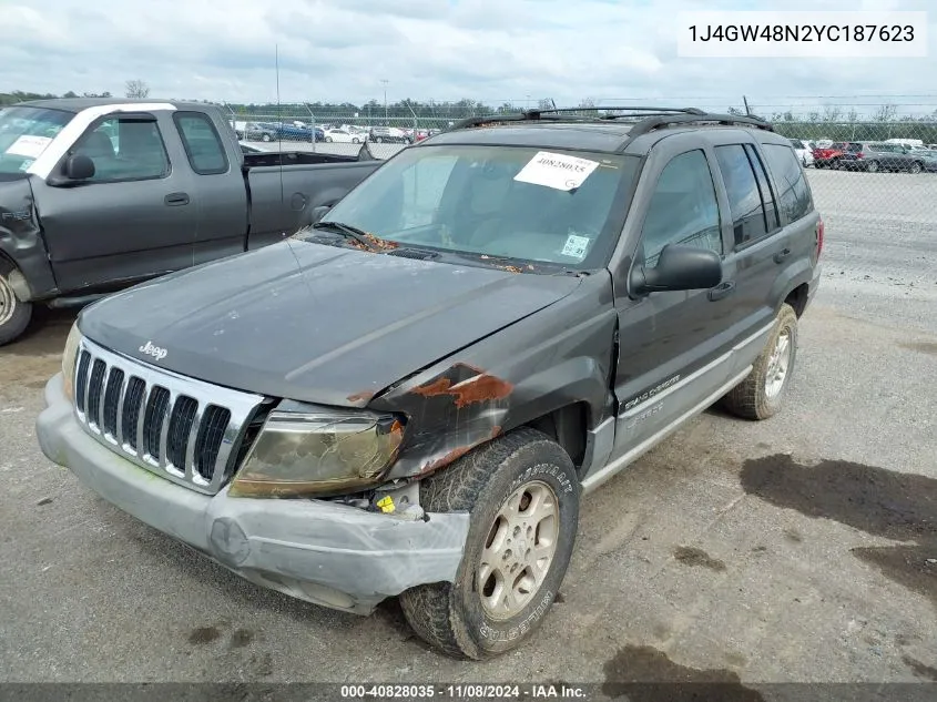 2000 Jeep Grand Cherokee Laredo VIN: 1J4GW48N2YC187623 Lot: 40828035