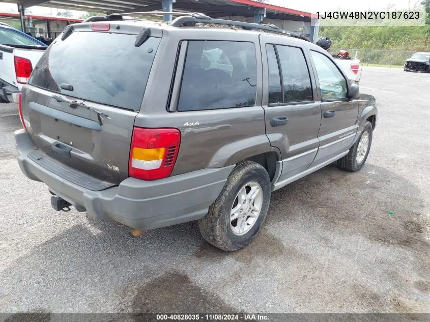 2000 Jeep Grand Cherokee Laredo VIN: 1J4GW48N2YC187623 Lot: 40828035