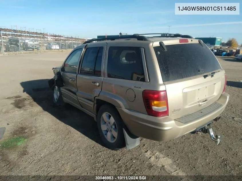 2001 Jeep Grand Cherokee Limited VIN: 1J4GW58N01C511485 Lot: 30046983