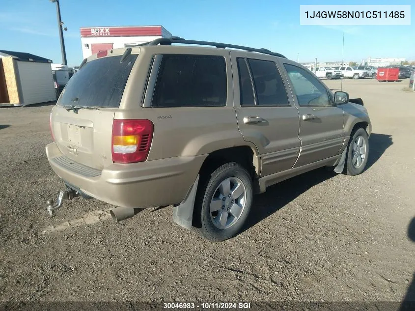 2001 Jeep Grand Cherokee Limited VIN: 1J4GW58N01C511485 Lot: 30046983