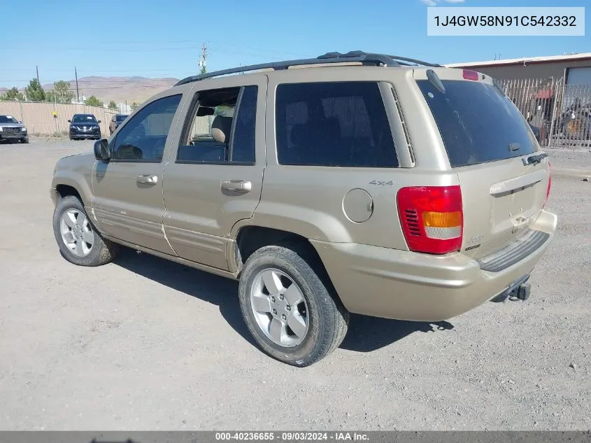 2001 Jeep Grand Cherokee Limited VIN: 1J4GW58N91C542332 Lot: 40236655