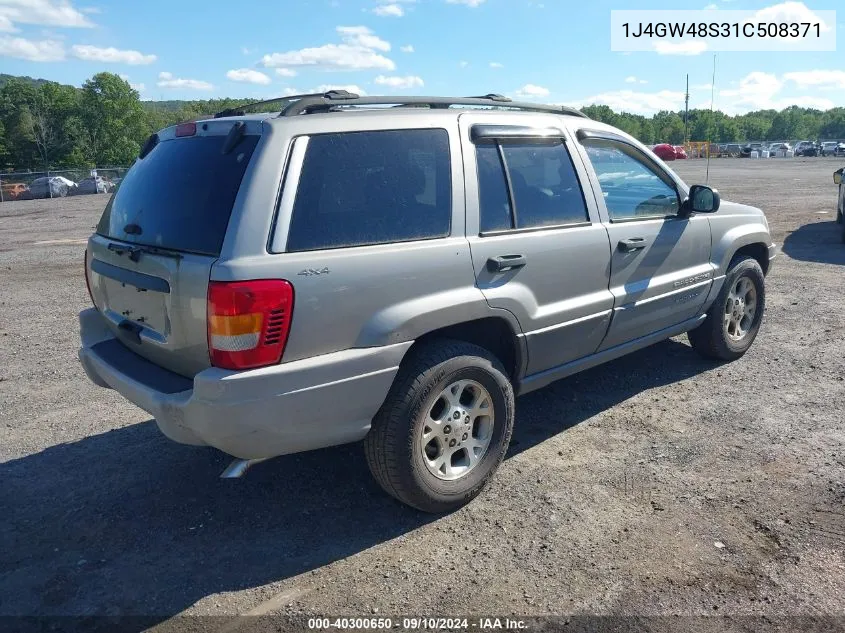 2001 Jeep Grand Cherokee Laredo VIN: 1J4GW48S31C508371 Lot: 40300650