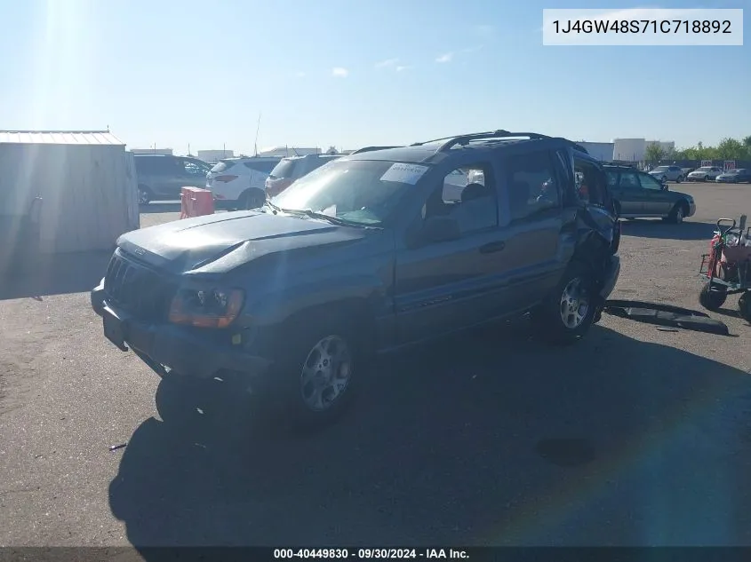 2001 Jeep Grand Cherokee Laredo VIN: 1J4GW48S71C718892 Lot: 40449830