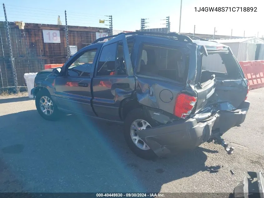 2001 Jeep Grand Cherokee Laredo VIN: 1J4GW48S71C718892 Lot: 40449830