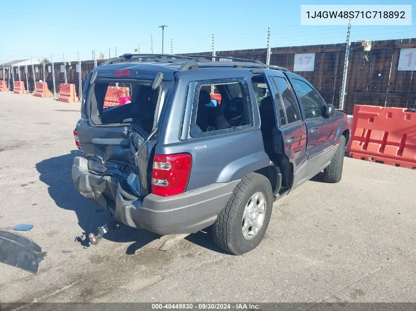 2001 Jeep Grand Cherokee Laredo VIN: 1J4GW48S71C718892 Lot: 40449830