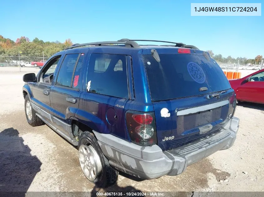 2001 Jeep Grand Cherokee Laredo VIN: 1J4GW48S11C724204 Lot: 40675135