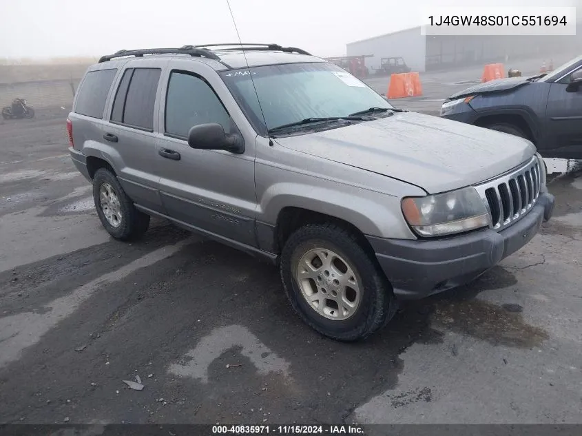 2001 Jeep Grand Cherokee Laredo VIN: 1J4GW48S01C551694 Lot: 40835971