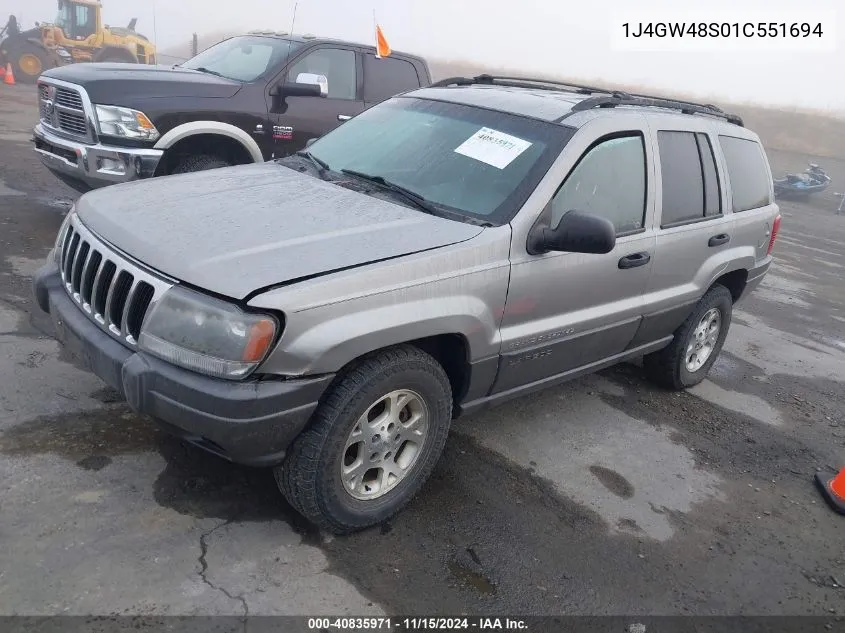 2001 Jeep Grand Cherokee Laredo VIN: 1J4GW48S01C551694 Lot: 40835971