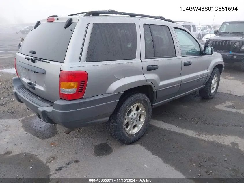 2001 Jeep Grand Cherokee Laredo VIN: 1J4GW48S01C551694 Lot: 40835971