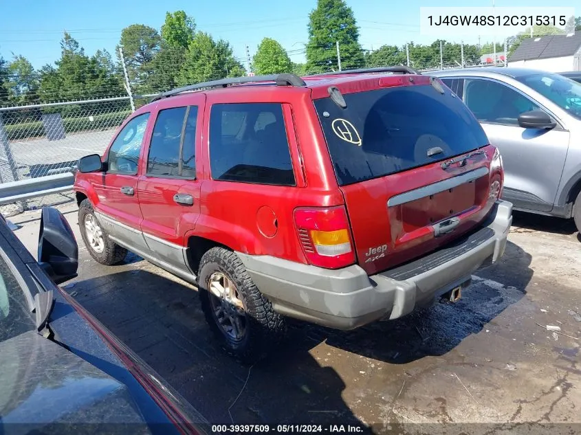 2002 Jeep Grand Cherokee Laredo VIN: 1J4GW48S12C315315 Lot: 39397509