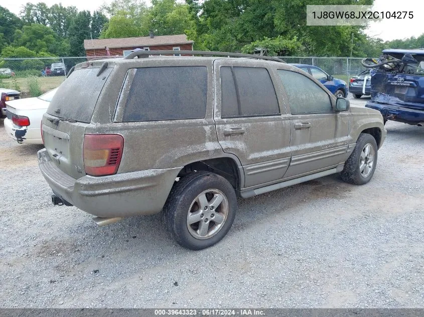 2002 Jeep Grand Cherokee Overland VIN: 1J8GW68JX2C104275 Lot: 39643323