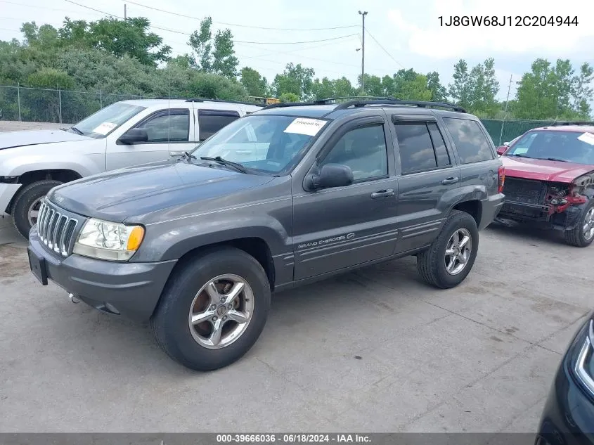 2002 Jeep Grand Cherokee Overland VIN: 1J8GW68J12C204944 Lot: 39666036