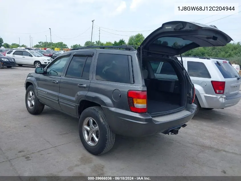 2002 Jeep Grand Cherokee Overland VIN: 1J8GW68J12C204944 Lot: 39666036