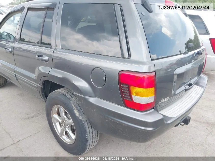 2002 Jeep Grand Cherokee Overland VIN: 1J8GW68J12C204944 Lot: 39666036