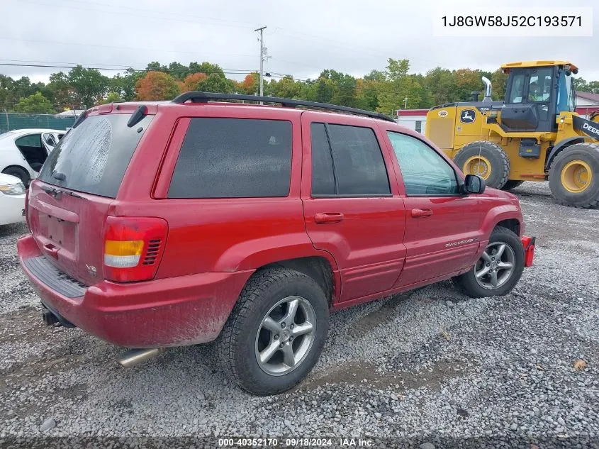 2002 Jeep Grand Cherokee Limited VIN: 1J8GW58J52C193571 Lot: 40352170