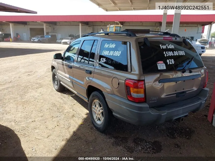 2002 Jeep Grand Cherokee Laredo VIN: 1J4GW48S92C242551 Lot: 40495920