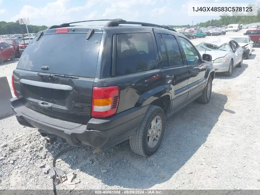 2003 Jeep Grand Cherokee Laredo VIN: 1J4GX48S83C578125 Lot: 40061586