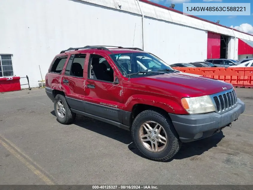 2003 Jeep Grand Cherokee Laredo VIN: 1J4GW48S63C588221 Lot: 40125327