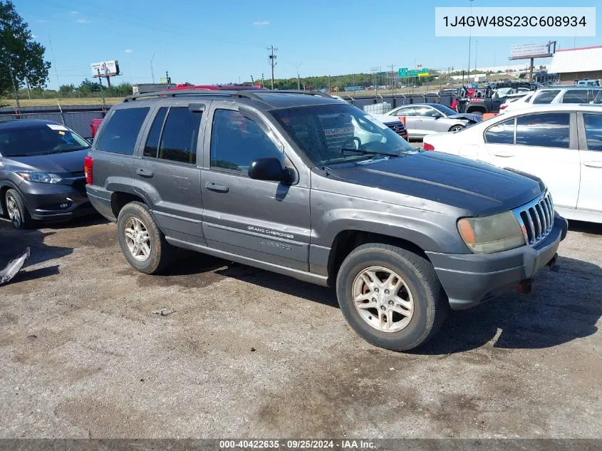 2003 Jeep Grand Cherokee Laredo VIN: 1J4GW48S23C608934 Lot: 40422635