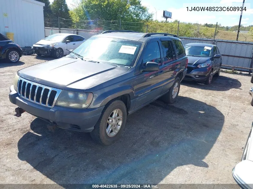 2003 Jeep Grand Cherokee Laredo VIN: 1J4GW48S23C608934 Lot: 40422635