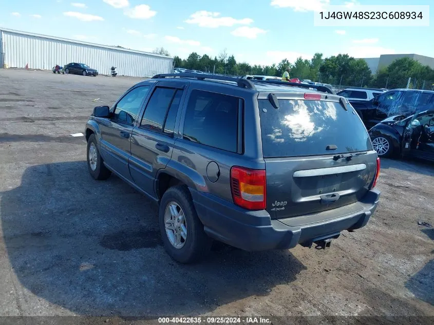 2003 Jeep Grand Cherokee Laredo VIN: 1J4GW48S23C608934 Lot: 40422635