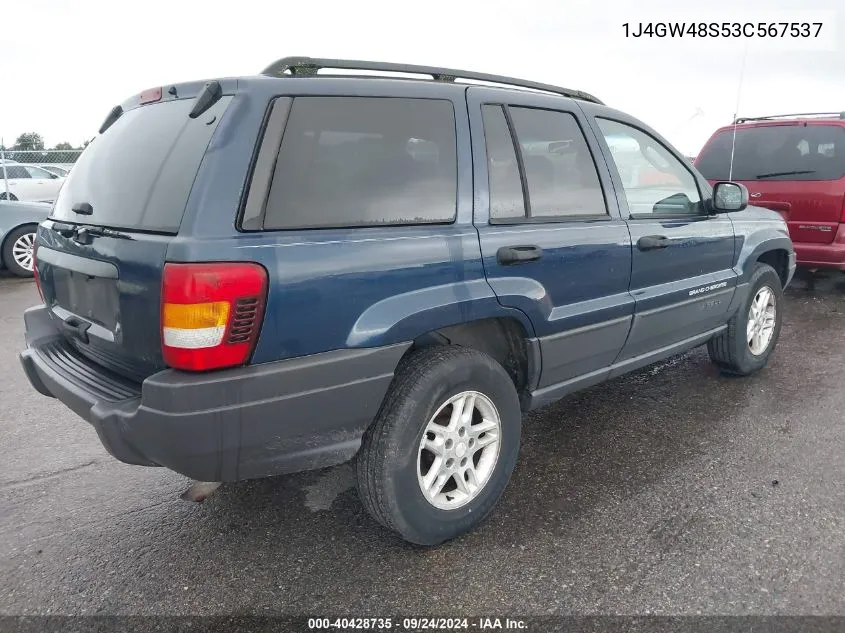 2003 Jeep Grand Cherokee Laredo VIN: 1J4GW48S53C567537 Lot: 40428735