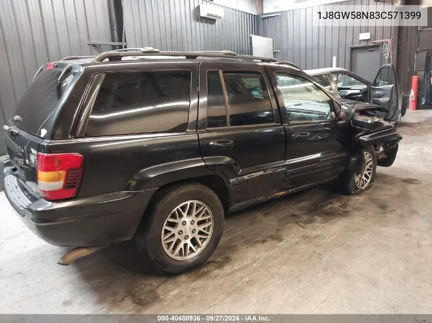 2003 Jeep Grand Cherokee Limited VIN: 1J8GW58N83C571399 Lot: 40450936