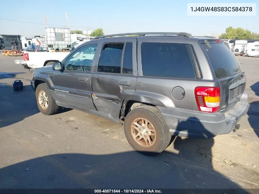 2003 Jeep Grand Cherokee Laredo VIN: 1J4GW48S83C584378 Lot: 40571844