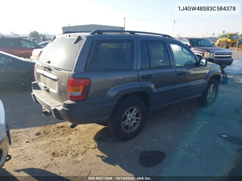 2003 Jeep Grand Cherokee Laredo VIN: 1J4GW48S83C584378 Lot: 40571844