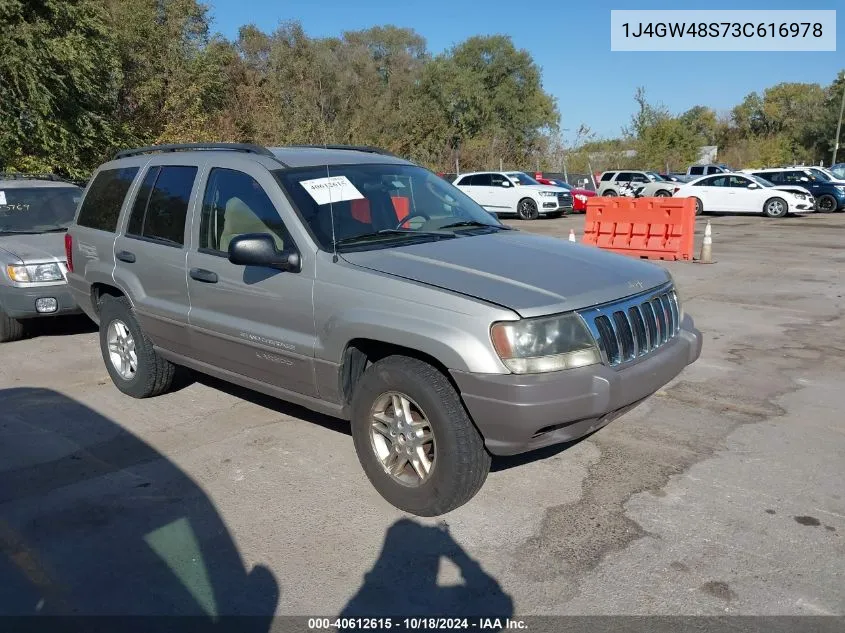 2003 Jeep Grand Cherokee Laredo VIN: 1J4GW48S73C616978 Lot: 40612615