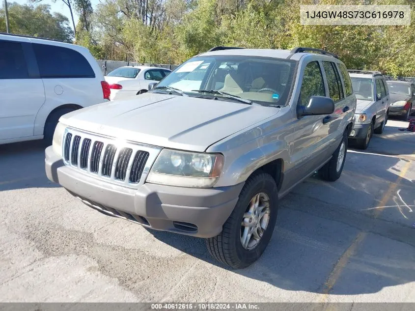 2003 Jeep Grand Cherokee Laredo VIN: 1J4GW48S73C616978 Lot: 40612615