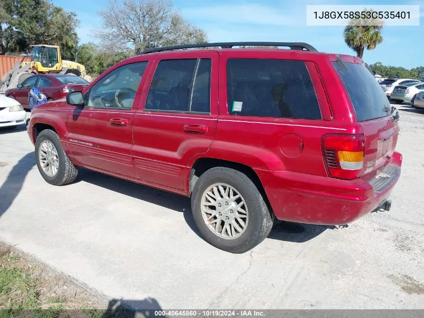 1J8GX58S53C535401 2003 Jeep Grand Cherokee Limited