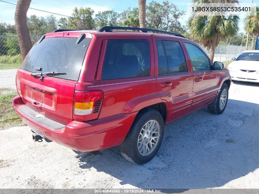 2003 Jeep Grand Cherokee Limited VIN: 1J8GX58S53C535401 Lot: 40645860