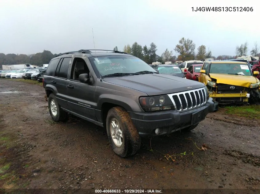 2003 Jeep Grand Cherokee Laredo VIN: 1J4GW48S13C512406 Lot: 40668633