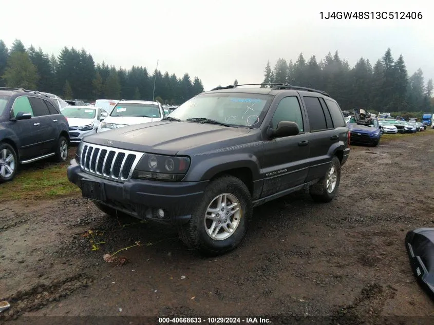 2003 Jeep Grand Cherokee Laredo VIN: 1J4GW48S13C512406 Lot: 40668633