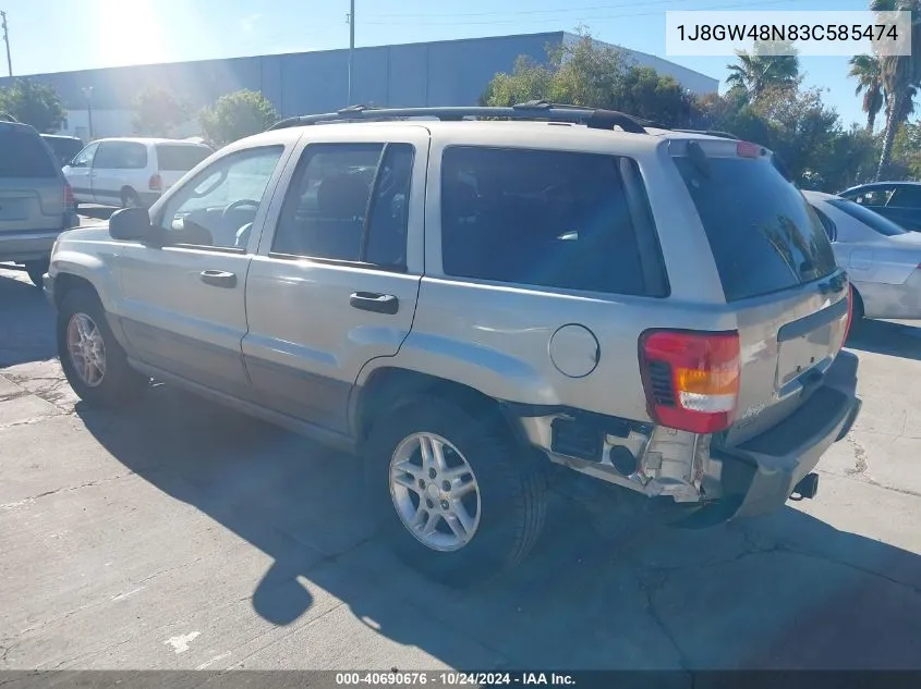 2003 Jeep Grand Cherokee Laredo VIN: 1J8GW48N83C585474 Lot: 40690676