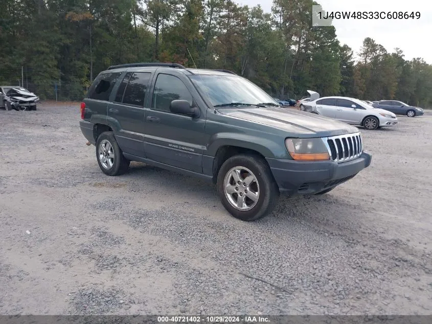 2003 Jeep Grand Cherokee Laredo VIN: 1J4GW48S33C608649 Lot: 40721402