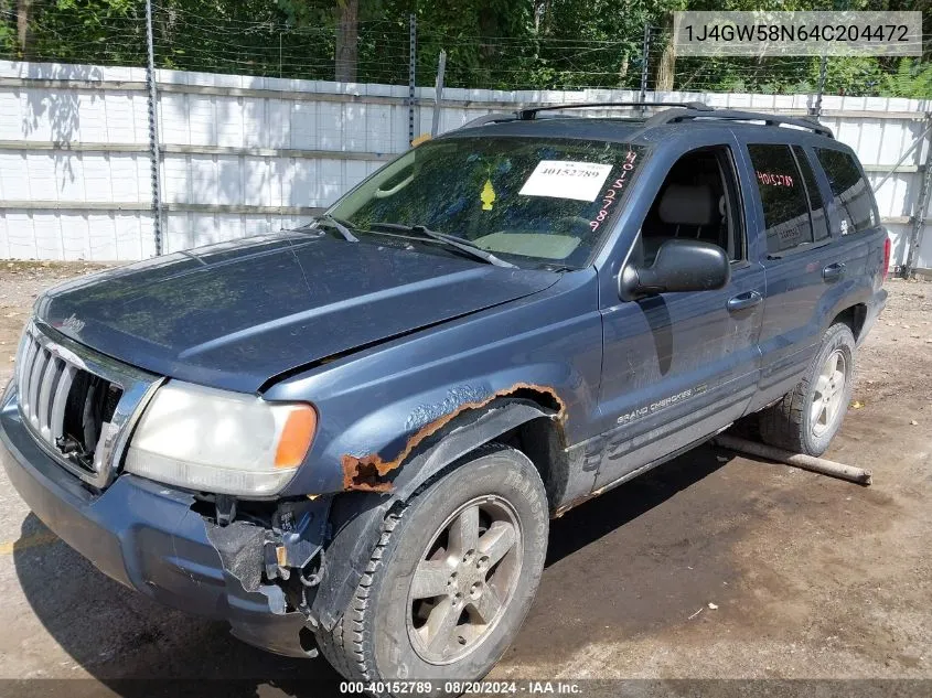 2004 Jeep Grand Cherokee Limited VIN: 1J4GW58N64C204472 Lot: 40152789