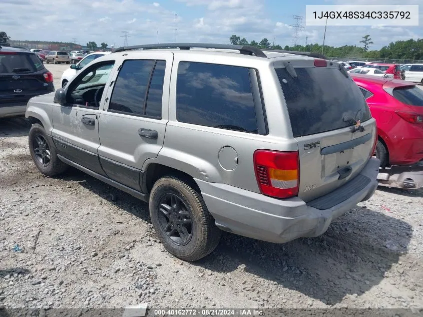 2004 Jeep Grand Cherokee Laredo VIN: 1J4GX48S34C335792 Lot: 40162772