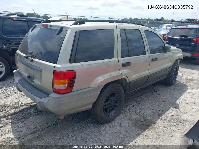 2004 Jeep Grand Cherokee Laredo VIN: 1J4GX48S34C335792 Lot: 40162772