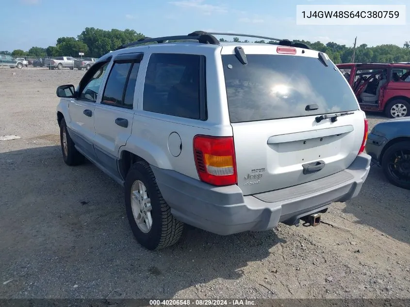 2004 Jeep Grand Cherokee Laredo VIN: 1J4GW48S64C380759 Lot: 40206548