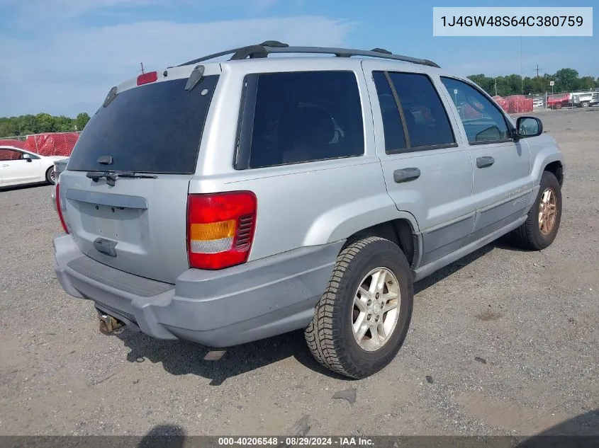 2004 Jeep Grand Cherokee Laredo VIN: 1J4GW48S64C380759 Lot: 40206548