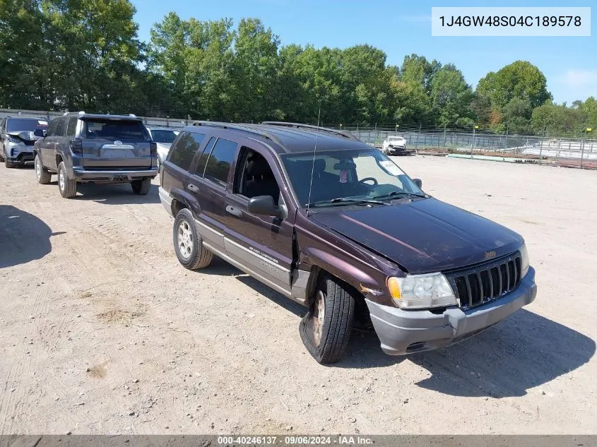 2004 Jeep Grand Cherokee Laredo VIN: 1J4GW48S04C189578 Lot: 40246137