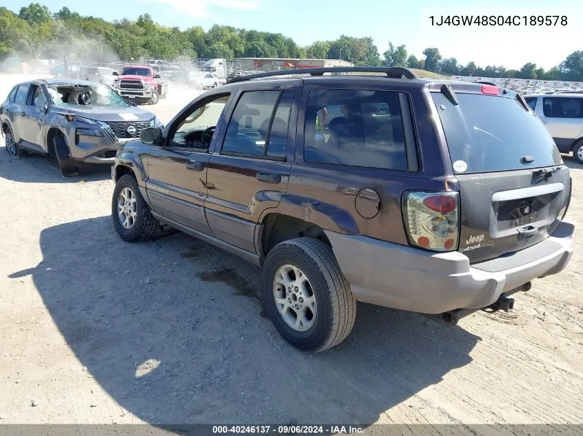 2004 Jeep Grand Cherokee Laredo VIN: 1J4GW48S04C189578 Lot: 40246137